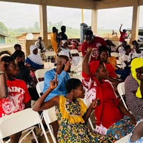 Children gathered for an Axim mission programme